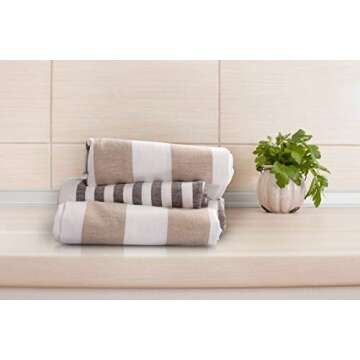 Urban Villa Kitchen Towels,Horizontal Stripes,Premium Quality,100% Cotton Dish Towels,Mitered Corners,Ultra Soft (Size: 20X30 Inch), Taupe/Choclate, Highly Absorbent Tea Towels (Set of 6)