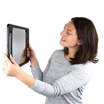 Large Hand Mirror with Double Handle - Rectangular Hand Held Mirror with Handle - Hair Salon Equipment Hairstylist and Barber Accessories (Black)