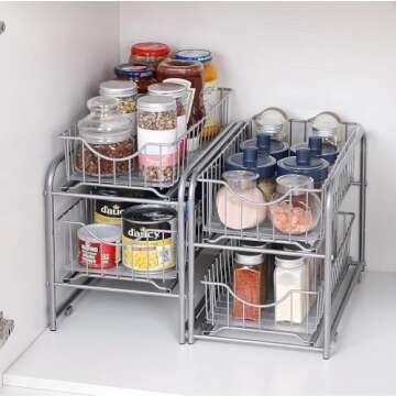 MOOACE Stackable Under Sink Organizer with Sliding Drawers