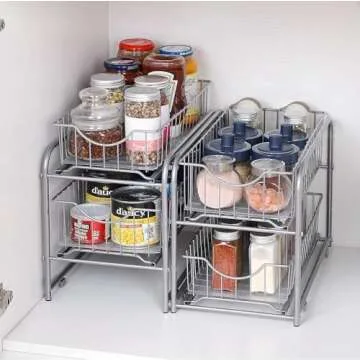 MOOACE Stackable Under Sink Organizer with Sliding Drawers