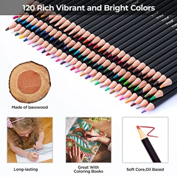 PRINA 120 Colors Colored Pencils Set for Drawing and Coloring