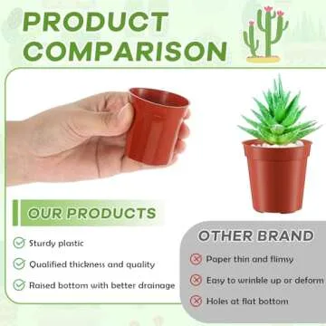 Yaomiao 200 Pcs 2 Inch Red Mini Plastic Plant Pot Nursery Seedling Pots Seed Starter with Drainage Holes for Indoor Outdoor Garden Succulent Plants Cuttings Transplanting