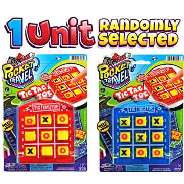 JA-RU Portable Tic Tac Toe (1 Pack) Classic Mini Board Games for Kids. Pocket Travel Size. Party Fav...