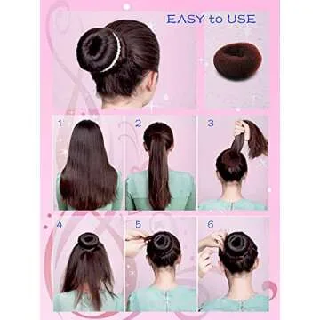 Stunner Cat Hair Bun Maker (37 Count, 3.5 inches Large, 3 inches Medium, 2 inches Small, Brown) - Hair Doughnut Shaper for Girls