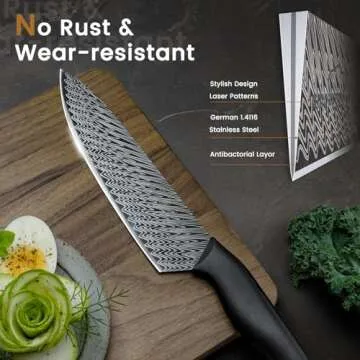 15-Piece Kitchen Knife Set with Built-in Sharpener Block