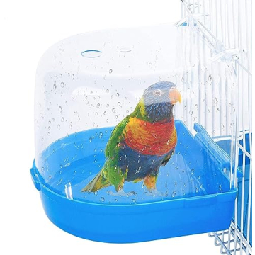 Bird Bath Box Bird Cage Accessory Supplies Bathing Parakeet Caged Bird Bathing Tub with Water Inject...