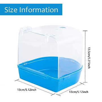 Bird Bath Box Bird Cage Accessory Supplies Bathing Parakeet Caged Bird Bathing Tub with Water Injector for Pet Small Birds Canary Budgies Parrot Parakeet Finch Canary Cockatiel Parrot Lovebird (Blue)