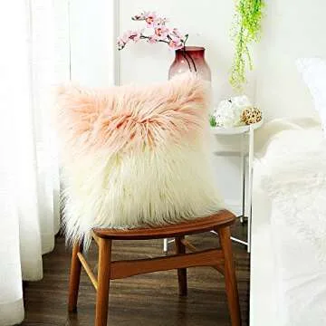 OJIA Plush Mongolian Faux Fur Pillow Cover for Decor