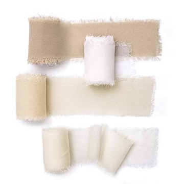 Ling's moment Nude Chiffon Ribbon,1.6Yd Beige Handmade Silk Ribbon,Fabric Ribbon Use for Gift Wrappi...