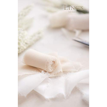 Ling's Moment Handmade Nude Chiffon Silk Ribbon for Weddings