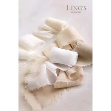 Ling's Moment Handmade Nude Chiffon Silk Ribbon for Weddings