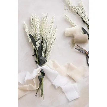 Ling's Moment Handmade Nude Chiffon Silk Ribbon for Weddings