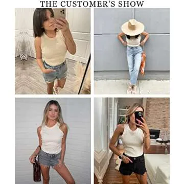 BTFBM Women’s Casual Summer Crew Neck Ribbed Tank Tops Button Down Stretch Tight Sleeveless Basic Solid Henley Shirts (Tank Apricot, Small)