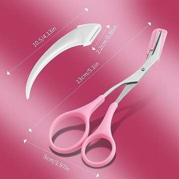 3pcs-Eyebrow Scissors with Eyebrow Razor,Professional Eyebrow Trimmer Scissors with Comb,Non Slip Fi...