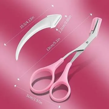 3pcs-Eyebrow Scissors with Eyebrow Razor,Professional Eyebrow Trimmer Scissors with Comb,Non Slip Fi...