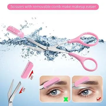 Professional Eyebrow Scissors Set with Comb - 3pcs
