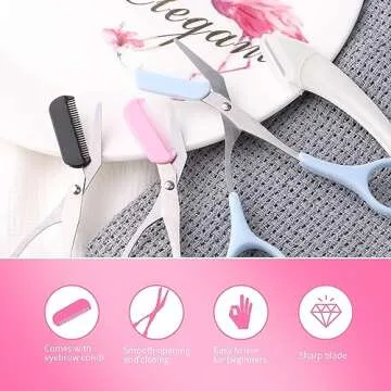 Professional Eyebrow Scissors Set with Comb - 3pcs