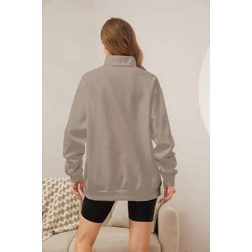 Meladyan Womens Half Zip Sweatshirt Oversized Long Sleeve Collar Drop Shoulder Solid 1/4 Zipper Pull...