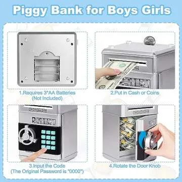 Refasy Electronic Piggy Bank for Kids Ages 3+  | Money Saving Safe