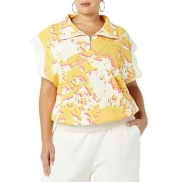 Making The Cut Women's Half Zip Sweatshirt in Orange Print