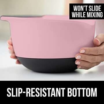 Gorilla Grip Mixing Bowls Set of 2, Slip Resistant Rubber Bottom, Nesting Baking Bowl, Soft Wide Han...