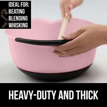 Gorilla Grip Mixing Bowls Set of 2, Slip Resistant Rubber Bottom, Nesting Baking Bowl, Soft Wide Handle, Easy Pour Spout, Electric Mixer and Dishwasher Safe, Kitchen Essentials, 5 QT, 3 Quart, Pink