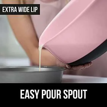 Gorilla Grip Mixing Bowls Set of 2, Slip Resistant Rubber Bottom, Nesting Baking Bowl, Soft Wide Handle, Easy Pour Spout, Electric Mixer and Dishwasher Safe, Kitchen Essentials, 5 QT, 3 Quart, Pink