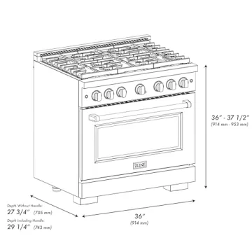 ZLINE Paramount Gas Range 36" | 5.2 cu ft with 6 Burners