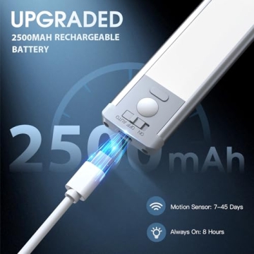 Motion Sensor Under Cabinet Lights - Rechargeable & Dimmable