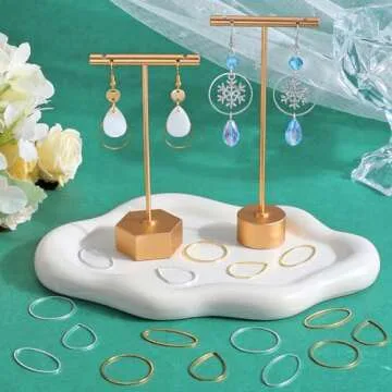 SOFPLATE 1 Box 120Pcs 25mm 30mm Beading Hoop Earrings Round Hoop Earring Findings Linking Rings Gold Silver Teardrop Oval Earring Open Bezel Pendant Frame for DIY Earrings Jewelry Making Accessories