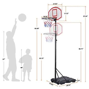 ZENY Portable Adjustable Basketball Hoop for Kids