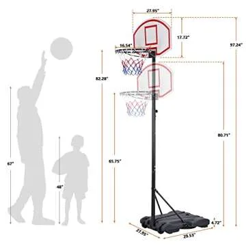 ZENY Portable Adjustable Basketball Hoop for Kids