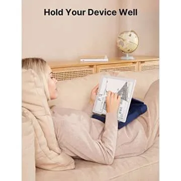 JSAUX Tablet Pillow Stand, Tablet Stand Holder Dock for Lap, Bed and Desk Compatible with iPad Pro 11 10.5 9.7 10.2 Air Mini, Kindle, Tablets, Phones, E-Reader, Books and More 4-11'' devices Navy Blue