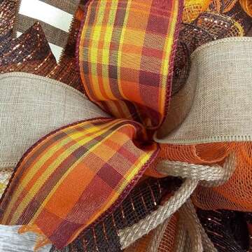 Fall Wreaths for Front Door : Burlap Thanksgiving Deco Mesh Door Wreath; Brown Orange : F3 (No Centerpiece (Wreath Only))