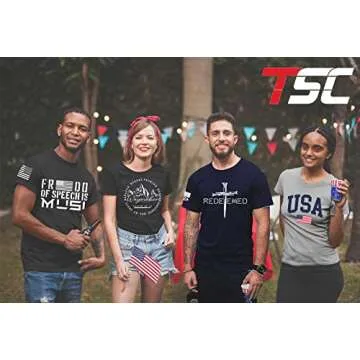 Mens Christian Faith Cross Crest American Flag T-Shirt