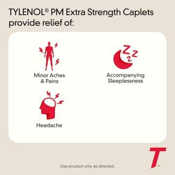 Tylenol PM Extra Strength Nighttime Pain Reliever & Sleep Aid Caplets, 500 mg Acetaminophen & 25 mg ...