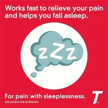 Tylenol PM Extra Strength Nighttime Pain Reliever & Sleep Aid Caplets, 500 mg Acetaminophen & 25 mg Diphenhydramine HCl, Relief for Nighttime Aches & Pains, Non-Habit Forming, 50 ct