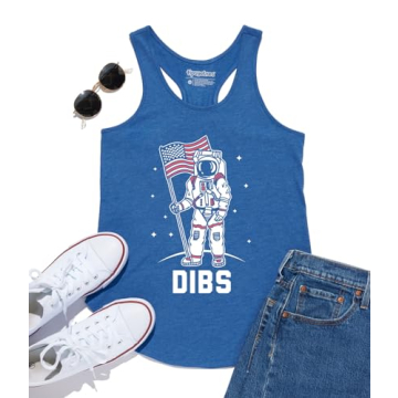Tipsy Elves Blue Dibs Patriotic Tank Top for Women Size Large
