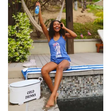 Tipsy Elves Blue Dibs Patriotic Tank Top for Women Size Large