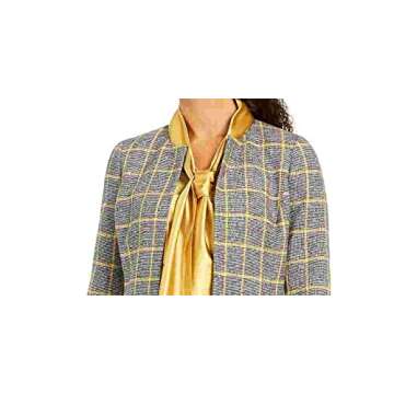 Kasper Women's Jewel Neck Plaid Jacket, Dijon Multi, 12