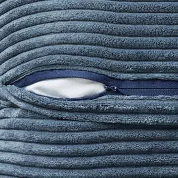 MIULEE Blue Corduroy Pillow Covers 18x18 inch with Splicing Set of 2 Super Soft Boho Striped Pillow Covers Broadside Decorative Spring Textured Throw Pillows for Couch Cushion Bed Livingroom