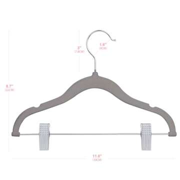 ManGotree 11.8'' Baby Velvet Hangers with Movable Clips, Non-Slip Kids Clothes Hangers, Ultra-Thin S...