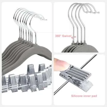 ManGotree 11.8'' Baby Velvet Hangers with Movable Clips, Non-Slip Kids Clothes Hangers, Ultra-Thin Space-Saving Children's Felt Hangers for Shirts, Pants, Dresses, Skirts, Jackets (16 Pack, Grey)