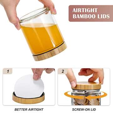 VITEVER 12 Pack Thick Glass Candle Jars with Bamboo Lids - 8 OZ, Bulk Clear Round Glass Candle Jars for Making Candles, Empty Food Storage Containers, Canning Jars for Spice, Powder, Liquid