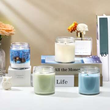 VITEVER 12 Pack Thick Glass Candle Jars with Bamboo Lids - 8 OZ, Bulk Clear Round Glass Candle Jars for Making Candles, Empty Food Storage Containers, Canning Jars for Spice, Powder, Liquid