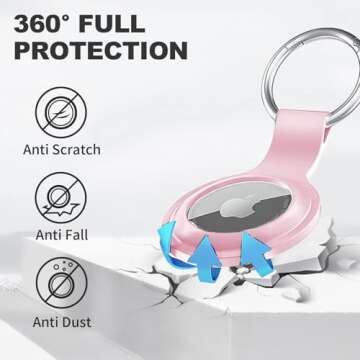 Linsaner Compatible with AirTag Case Keychain Air Tag Holder Silicone AirTags Key Ring Cases Tags Ch...