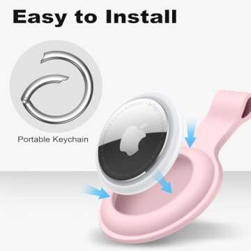 Linsaner Compatible with AirTag Case Keychain Air Tag Holder Silicone AirTags Key Ring Cases Tags Chain Apple AirTag GPS Item Finders Accessories，Pink