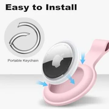 Linsaner Compatible with AirTag Case Keychain Air Tag Holder Silicone AirTags Key Ring Cases Tags Chain Apple AirTag GPS Item Finders Accessories，Pink