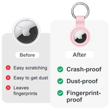 Linsaner Compatible with AirTag Case Keychain Air Tag Holder Silicone AirTags Key Ring Cases Tags Chain Apple AirTag GPS Item Finders Accessories，Pink