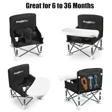 PandaEar Portable Baby Seat Travel| Compact Fold with Straps for Indoor/Outdoor Use| Great for Campi...